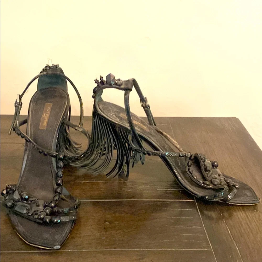 Louis Vuitton  Black Beaded Women's Sandals - Picture 4 of 11